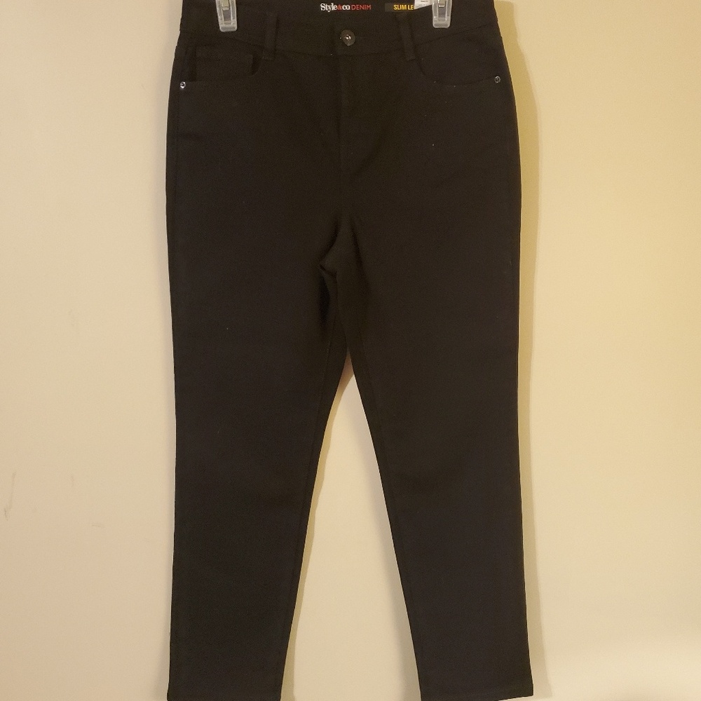 Black Slim Leg High Rise Jeans - Picture 1 of 4